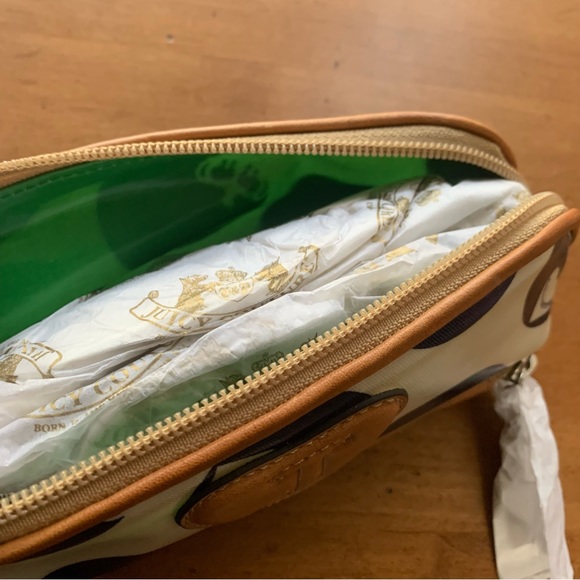 Retro Juicy Couture Pam & Gela Blue White Light Brown Zip-Up Pouch New with Tags - Picture 4 of 12